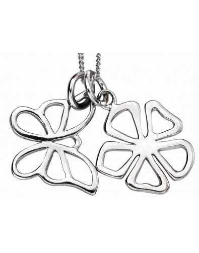 Collier fleur et papillon en argent 925