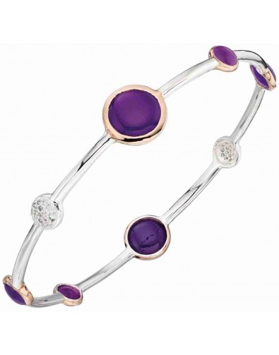 Mon-bijou - D5015 - Bracelet tendance agate plaqué Or rose en argent 925/1000