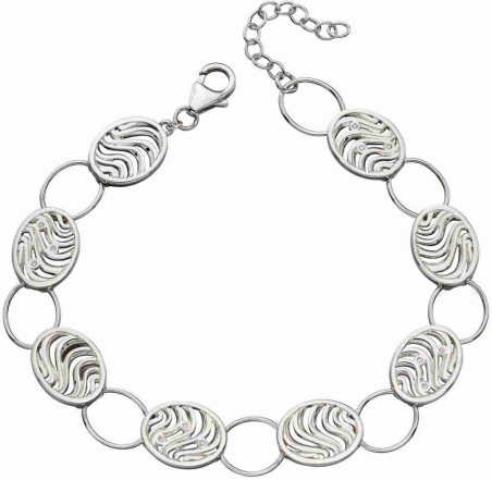 Mon-bijou - D5018a - Bracelet tendance ovale vagues en argent 925/1000