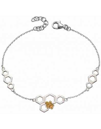 Bracelet chic abeille plaqué or en argent 925