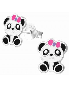 Mon-bijou - H19638 - Boucle d'oreille panda en argent 925/1000