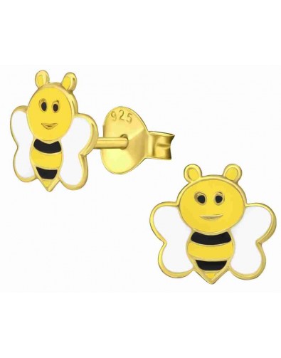 Mon-bijou - H38170 - Boucle d'oreille abeille doré en argent 925/1000