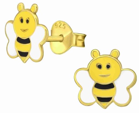 Mon-bijou - H38170 - Boucle d'oreille abeille doré en argent 925/1000