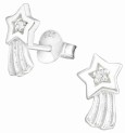 Boucle d'oreille étoile filante en argent 925