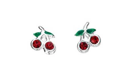 Boucle d'oreille cerise en argent 925