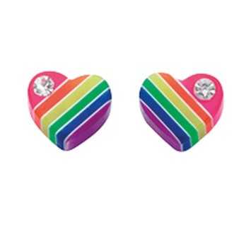 Boucle d'oreille cœur arc-en-ciel en argent 925