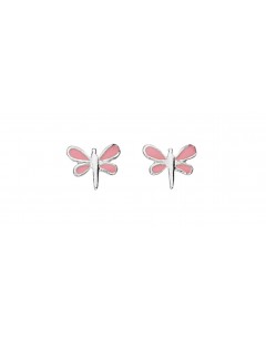 Boucle d'oreille Libellule rose en argent 925/1000