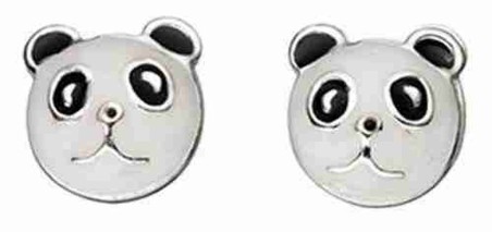 Boucle d'oreille panda en argent 925/1000