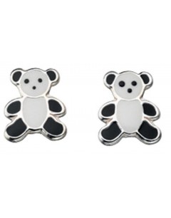 Boucle d'oreille ourson panda en argent 925/1000