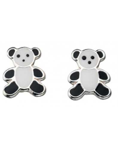 Boucle d'oreille ourson panda en argent 925