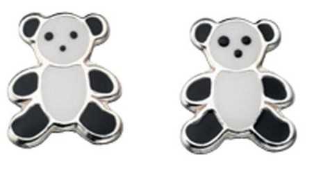 Boucle d'oreille ourson panda en argent 925