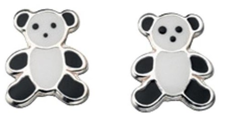 Boucle d'oreille ourson panda en argent 925/1000