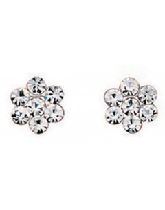 Boucle d'oreille zirconium fleur en argent 925/1000