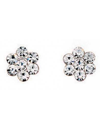 Boucle d'oreille zirconium fleur en argent 925