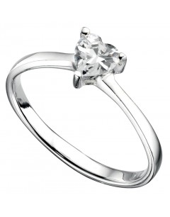 Bague solitaire coeur zirconia en argent 925/1000