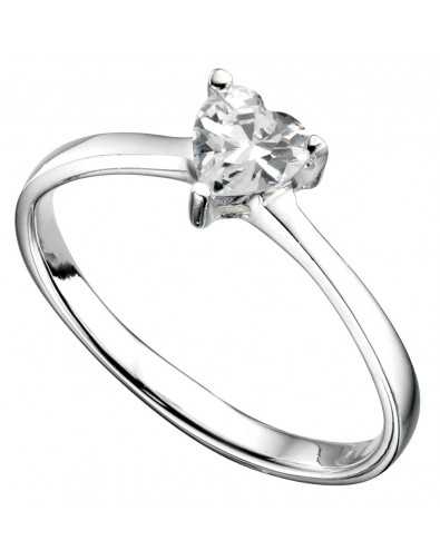 Bague solitaire cœur zirconium en argent 925