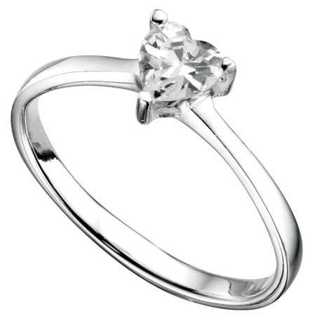 Bague solitaire coeur zirconia en argent 925/1000