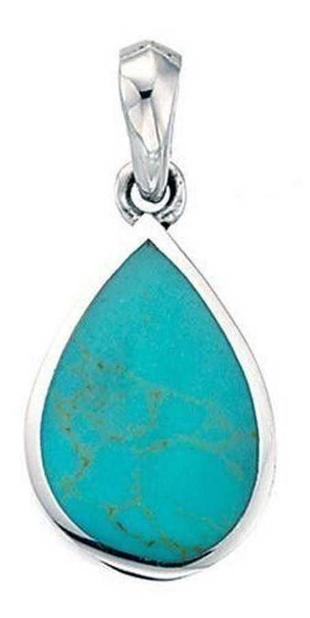 Collier turquoise synthétique en argent 925