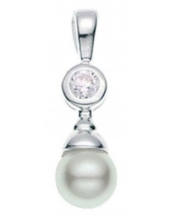 collier Perle et zirconium en argent 925/1000