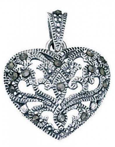 Collier coeur marcassite en argent 925