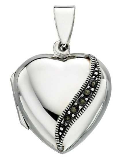 Collier coeur et marcassite en argent 925