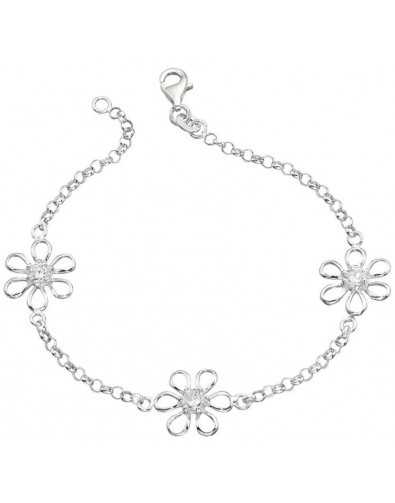 Bracelet fleur zirconium en argent 925