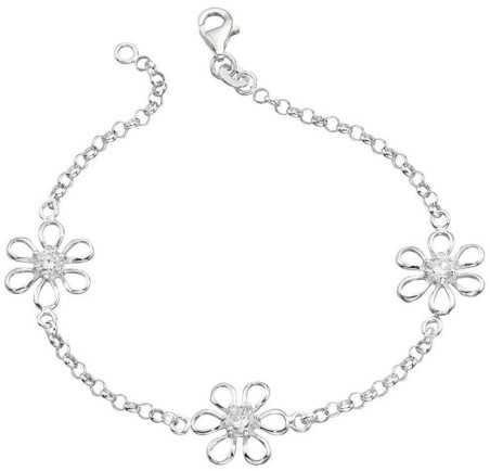 Bracelet fleur en argent 925/1000