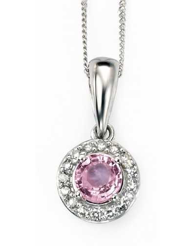 Collier saphir rose et diamant en Or 375