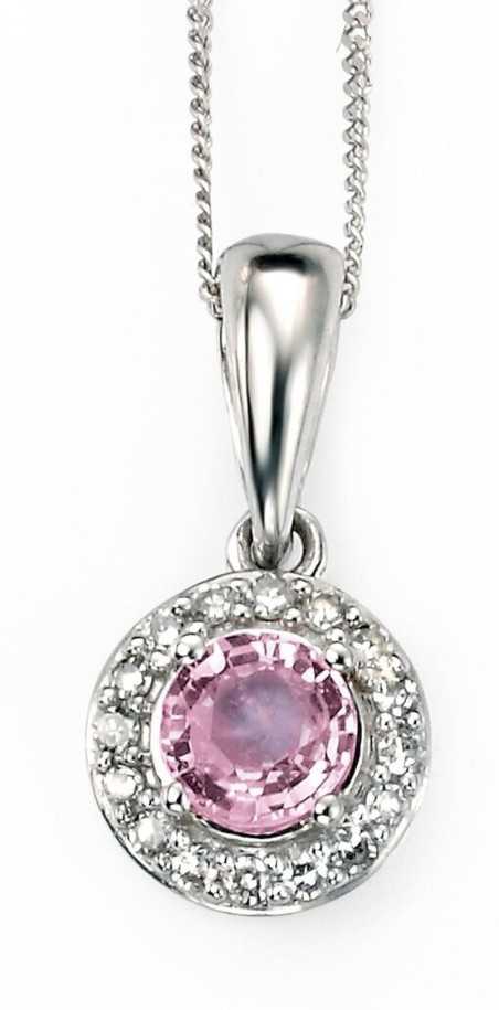 Collier saphir rose et diamant en Or 375/1000 carats