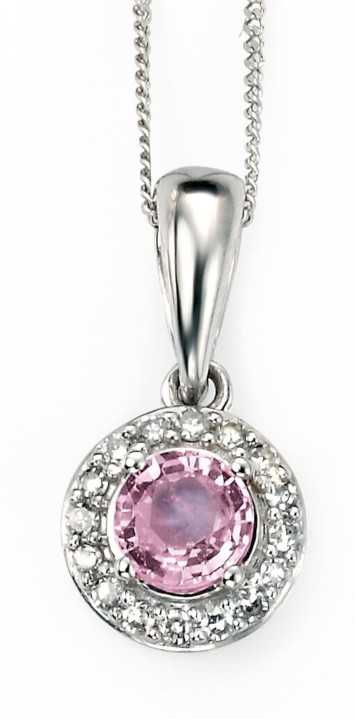 Collier saphir rose et diamant en Or 375