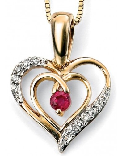 Collier coeur rubis et diamant en Or 375/1000 carats