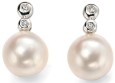 Boucle d'oreille perle et diamant en Or blanc 375