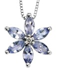 Collier fleur tanzanite et diamant en Or 375