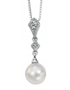 Collier perle et diamant en Or blanc 375/1000