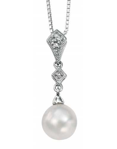 Collier perle et diamant en Or blanc 375