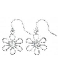 Boucle d'oreille fleur zirconium en argent 925