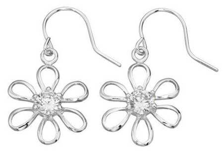 Boucle d'oreille fleur zirconium en argent 925