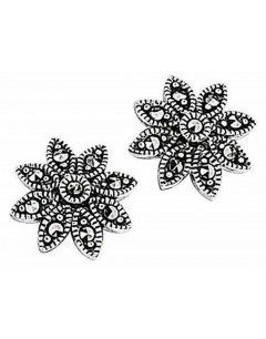 Boucle d'oreille fleur marcassite en argent 925