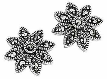 Boucle d'oreille fleur marcassite en argent 925