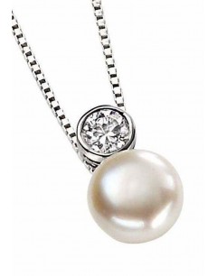 Collier perle et zirconia en argent 925/1000 