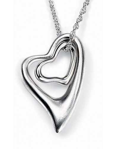 Collier double coeurs en argent 925