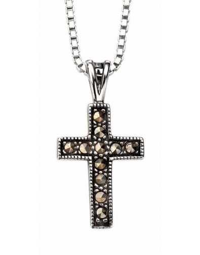 Collier croix marcassite en argent 925