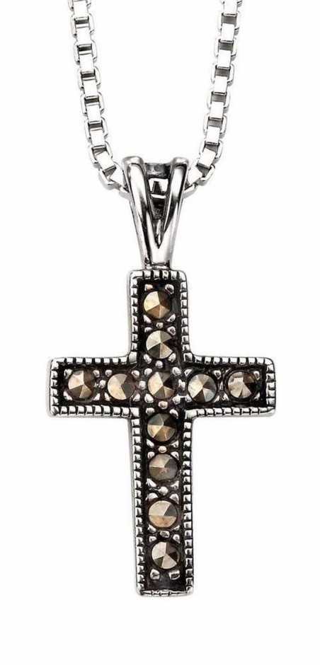 Collier croix marcassite en argent 925/1000