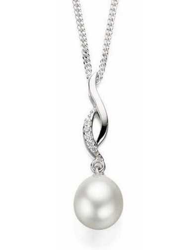 Collier perle et zirconium en argent 925