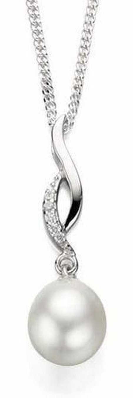 Collier perle et zirconium en argent 925