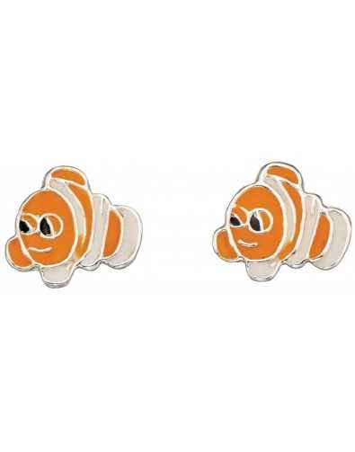 Boucle d'oreille poisson dessin animé en argent 925