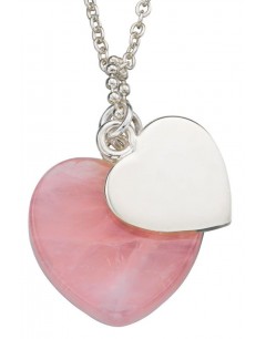 Mon-bijou - D3846 - Collier chic coeurs et rose quartz en argent 925/1000