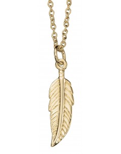 Mon-bijou - D3856 - Collier chic plume plaqué or en argent 925/1000