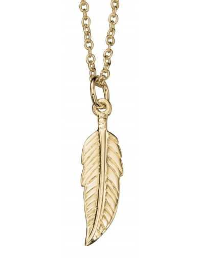 Collier chic plume plaqué or en argent 925