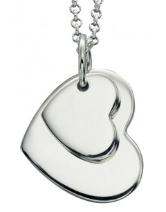 Mon-bijou - D4176 - Collier chic coeur double en argent 925/1000